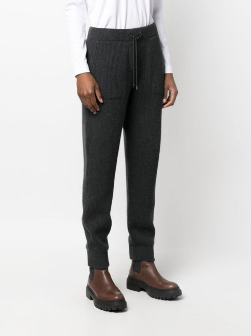 ribbed-knit cashmere track pants